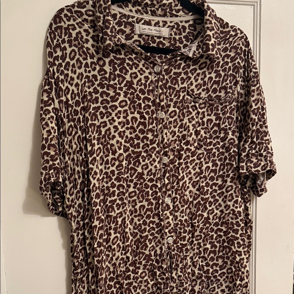 Free People Animal Print Shirt